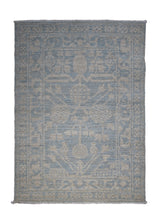 Oriental Rug Pakistani Handmade Area Transitional 2'3"x3'2" (2x3) Blue Whites/Beige Stone Wash Khotan Pomegranate Design #A29054