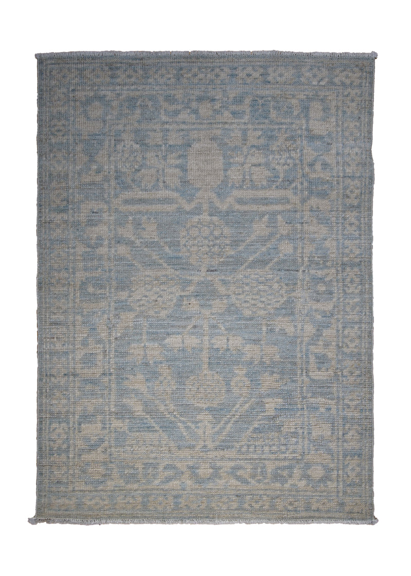 Oriental Rug Pakistani Handmade Area Transitional 2'3"x3'2" (2x3) Blue Whites/Beige Stone Wash Khotan Pomegranate Design #A29054