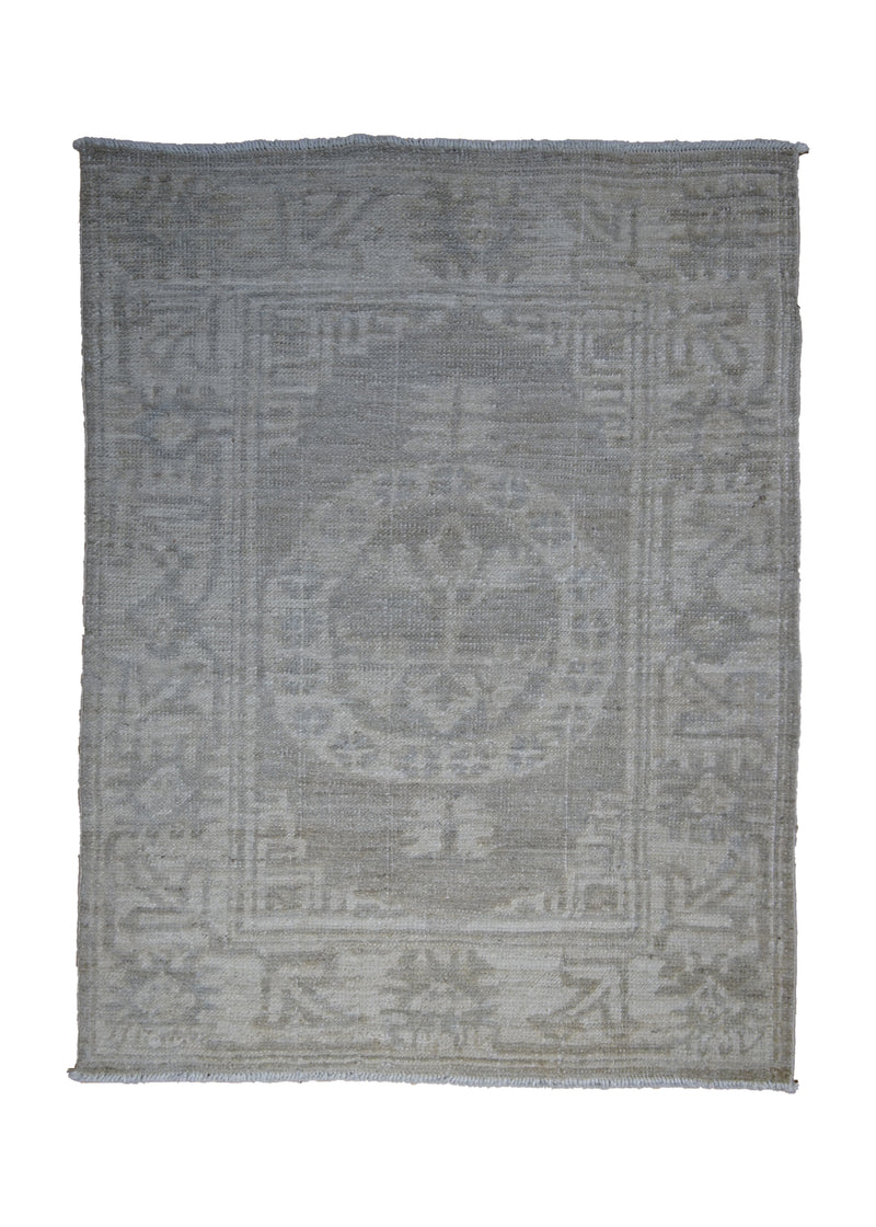 Oriental Rug Pakistani Handmade Area Transitional Neutral 2'2"x2'11" (2x3) Gray Whites/Beige Stone Wash Sultanabad Floral Design #A29057