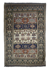Oriental Rug Pakistani Handmade Area Transitional Tribal 4'2"x6'2" (4x6) Orange Green Kazak Geometric Design #A29093
