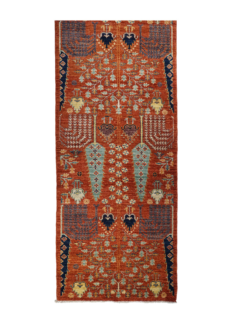 Oriental Rug Pakistani Handmade Runner Transitional 2'7"x15'9" (3x16) Red Blue Ariana Tree of Life Gabbeh Design #A29102