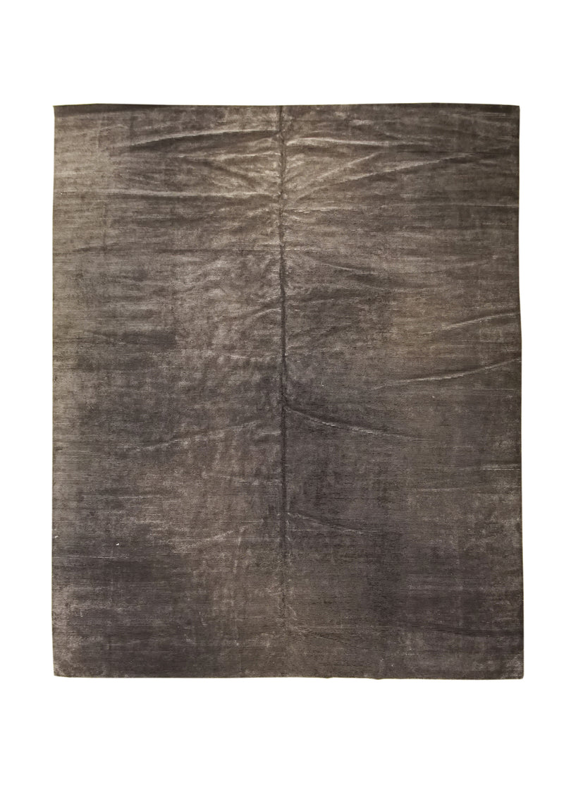 Oriental Rug Indian Handmade Area Modern 12'2"x15'0" (12x15) Brown Loop & Pile Stripes Plain Design #A29152