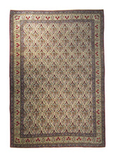 Persian Rug Qum Handmade Area Traditional 7'1"x9'10" (7x10) Whites/Beige Red Blue Paisley/Boteh Design #A29183