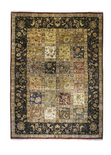 Oriental Rug Indian Handmade Area Transitional 9'10"x13'5" (10x13) Black Green Tea Washed Geometric Design #A29186