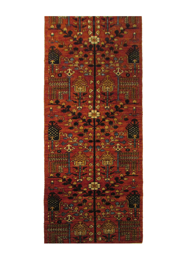 Oriental Rug Pakistani Handmade Runner Transitional Tribal 2'9"x10'4" (3x10) Red Blue Ariana Tree of Life Bakhshayesh Gabbeh Design #A29195