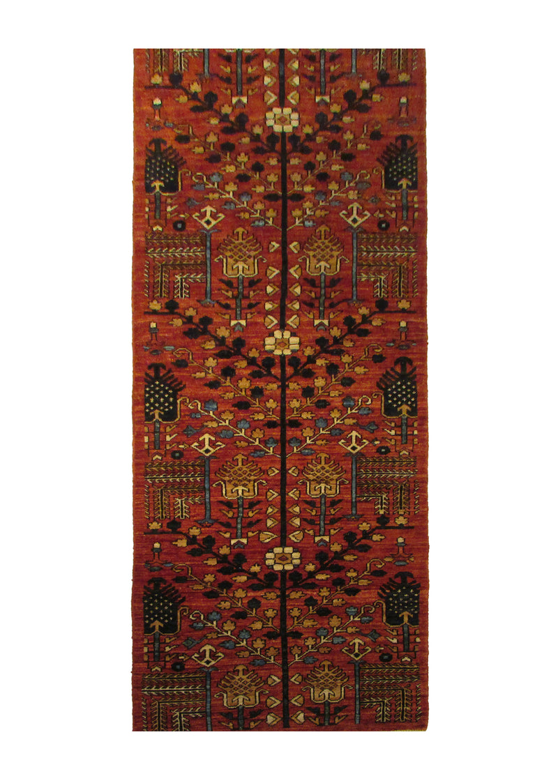 Oriental Rug Pakistani Handmade Runner Transitional Tribal 2'9"x10'4" (3x10) Red Blue Ariana Tree of Life Bakhshayesh Gabbeh Design #A29195