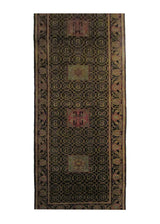 Oriental Rug Indian Handmade Runner Transitional 2'7"x9'11" (3x10) Black Tea Washed Geometric Design #A29201
