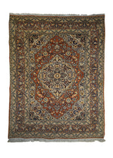 Persian Rug Tabriz Handmade Area Traditional Antique 4'0"x5'5" (4x5) Orange Whites/Beige Haji Jalili Floral Design #A29240