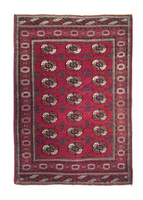 Persian Rug Turkmen Handmade Area Tribal 5'0"x7'2" (5x7) Red Elephant Foot Bokhara Design #A29265