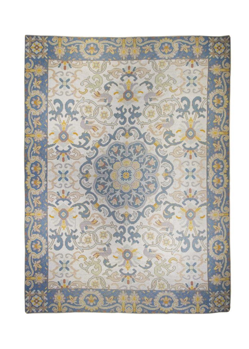 European Rug Handmade Area Traditional 9'9"x13'1" (10x13) Whites/Beige Yellow/Gold Floral Greece Design #A29277