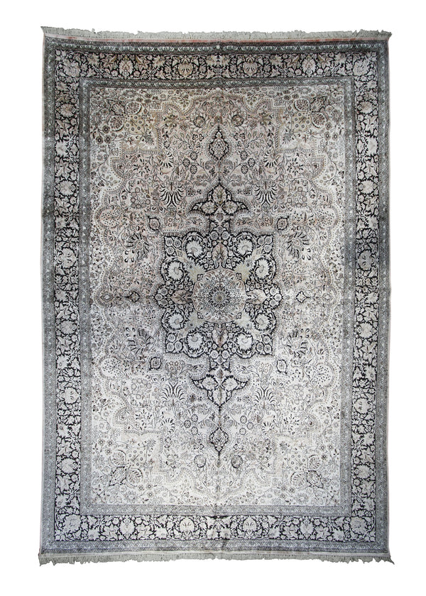 Oriental Rug Indian Handmade Area Traditional Neutral 10'1"x15'0" (10x15) Pink Gray Whites/Beige Floral Design #A29347