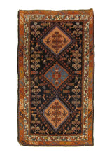 Persian Rug Hamadan Handmade Area Tribal 2'10"x4'7" (3x5) Blue Orange Floral Design #A29355
