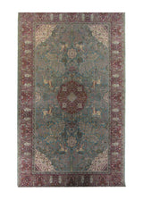 Oriental Rug Turkish Handmade Area Traditional 5'1"x8'1" (5x8) Green Red Floral Design #A29366