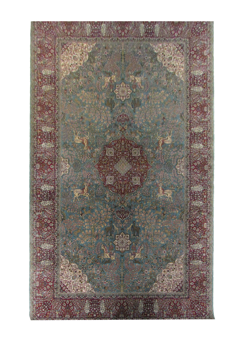 Oriental Rug Turkish Handmade Area Traditional 5'1"x8'1" (5x8) Green Red Floral Design #A29366