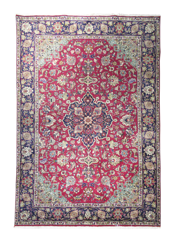 Persian Rug Tabriz Handmade Area Traditional 6'9"x10'0" (7x10) Red Blue Floral Design #A29369