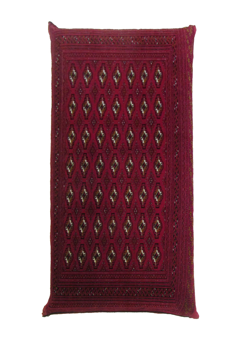 Persian Rug Turkmen Handmade Pillow Tribal 2'5"x4'6" (2x5) Red Elephant Foot Bokhara Design #A29389