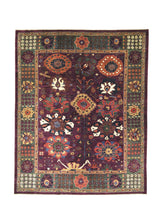 Oriental Rug Pakistani Handmade Area Transitional 8'1"x10'1" (8x10) Purple Green Ariana Geometric Oushak Design #A29393