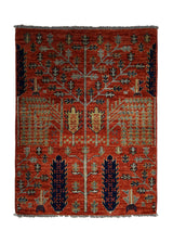Oriental Rug Pakistani Handmade Area Transitional Tribal 2'2"x2'10" (2x3) Red Blue Ariana Tree of Life Bakhshayesh Gabbeh Design #A29417
