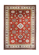 Oriental Rug Pakistani Handmade Area Transitional Tribal 8'10"x12'2" (9x12) Red Whites/Beige Kazak Geometric Design #A29423