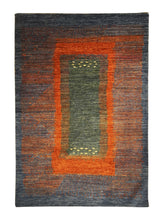 Oriental Rug Pakistani Handmade Area Transitional Tribal 3'10"x5'7" (4x6) Blue Orange Lori Geometric Gabbeh Design #A29424