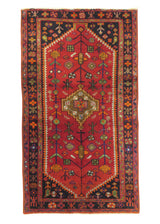 Persian Rug Azerbaijan Handmade Area Tribal 4'3"x7'7" (4x8) Red Geometric Design #A29476