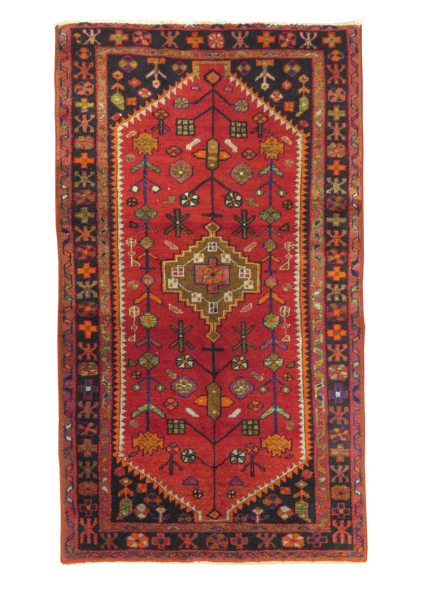 Persian Rug Azerbaijan Handmade Area Tribal 4'3"x7'7" (4x8) Red Geometric Design #A29476