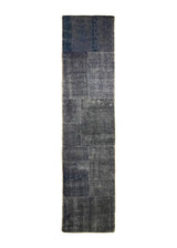 Persian Rug Tabriz Handmade Runner Vintage Antique 2'0"x9'0" (2x9) Gray Patchwork Geometric Design #A29482