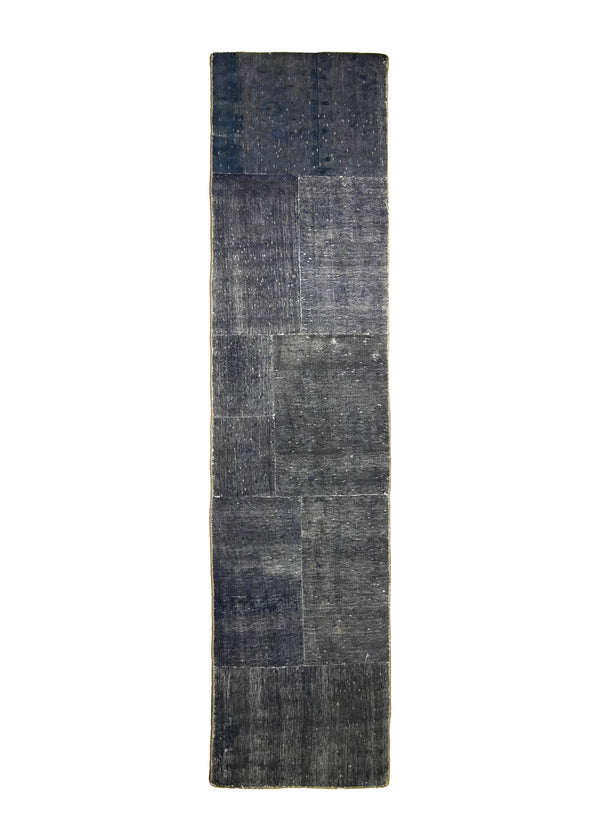 Persian Rug Tabriz Handmade Runner Vintage Antique 2'0"x9'0" (2x9) Gray Patchwork Geometric Design #A29482