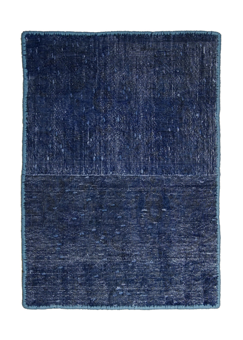 Persian Rug Tabriz Handmade Area Vintage Antique 1'5"x1'11" (1x2) Blue Gray Patchwork Geometric Design #A29483