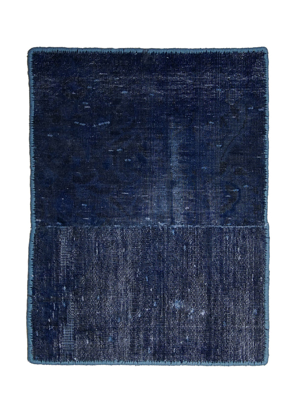 Persian Rug Tabriz Handmade Area Vintage Antique 1'5"x1'11" (1x2) Blue Gray Patchwork Geometric Plain Design #A29487
