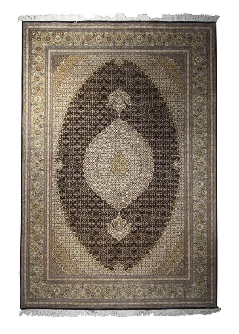 Persian Rug Tabriz Handmade Area Traditional 6'8"x9'10" (7x10) Blue Green Whites/Beige Mahi Fish Design #A29584
