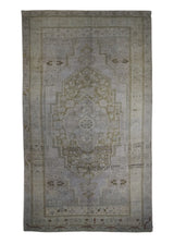 Oriental Rug Turkish Handmade Area Transitional Vintage 5'7"x9'5" (6x9) Whites/Beige Blue Geometric Design #A29597