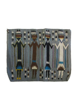 Native American Rug Navajo Handmade Area Tribal 2'4"x2'9" (2x3) Gray Black Yeibechai Pictorial Design #A29608