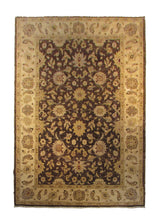 Oriental Rug Pakistani Handmade Area Transitional 6'5"x10'0" (6x10) Brown Whites/Beige Antique Washed Oushak Floral Design #A29622