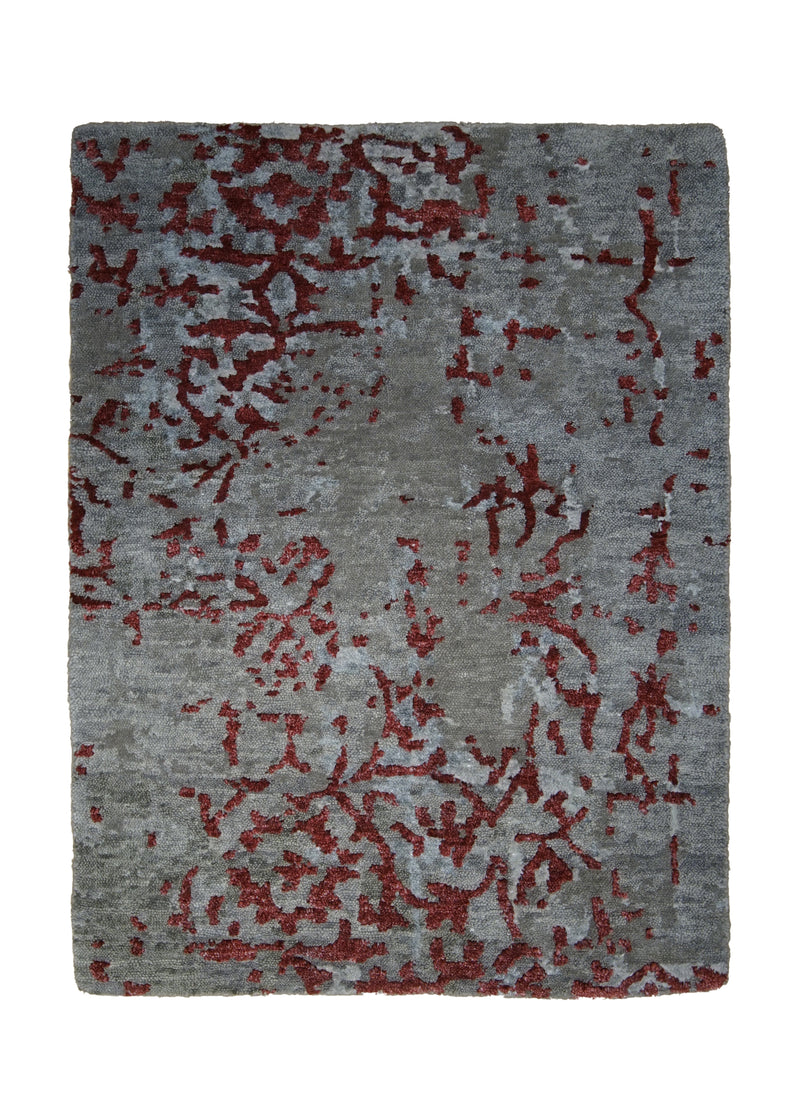 Oriental Rug Indian Handmade Area Modern 2'0"x3'0" (2x3) Whites/Beige Red Erased Geometric Abstract Design #A29641