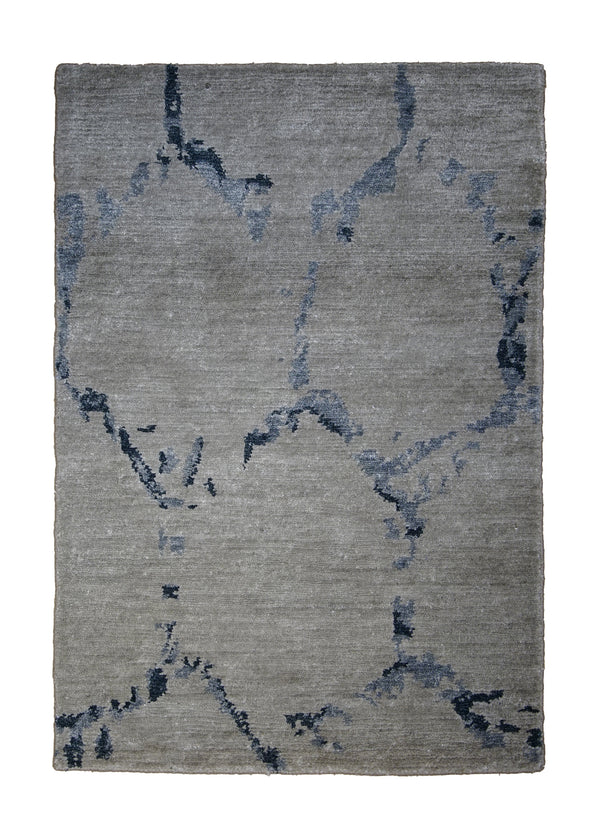 Oriental Rug Indian Handmade Area Modern 2'0"x3'0" (2x3) Whites/Beige Erased Abstract Design #A29649
