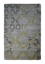 Oriental Rug Indian Handmade Area Modern 2'0"x3'0" (2x3) Whites/Beige Yellow/Gold Erased Geometric Abstract Design #A29650