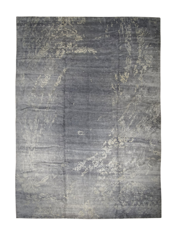 Oriental Rug Indian Handmade Area Modern Neutral 10'1"x13'11" (10x14) Gray Erased Abstract Design #A29726