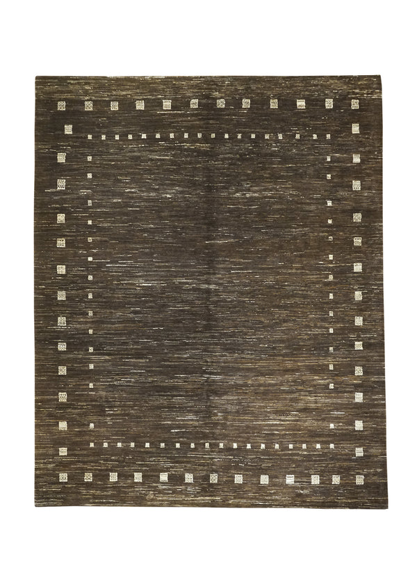Oriental Rug Pakistani Handmade Area Transitional Tribal 8'0"x9'11" (8x10) Brown Gabbeh Geometric Plain Design #A29734