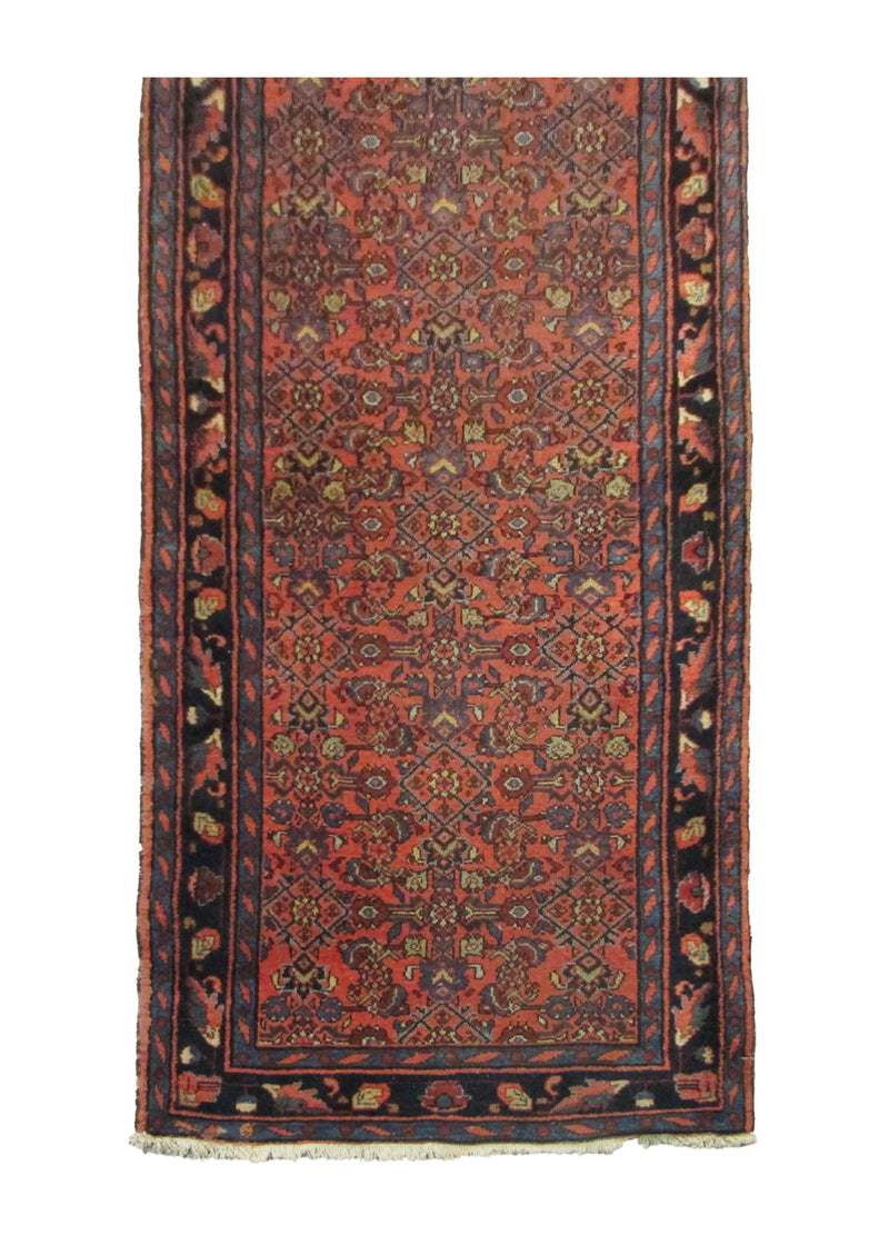 Persian Rug Hamadan Handmade Runner Tribal Antique 3'1"x7'11" (3x8) Red Blue Geometric Design #A29735