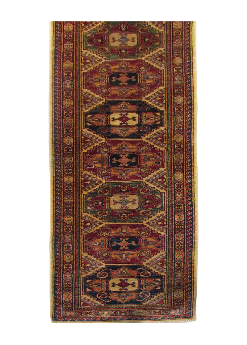 Oriental Rug Pakistani Handmade Runner Transitional Tribal 2'9"x9'9" (3x10) Multi-color Red Kazak Geometric Design #A29741