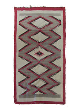 Native American Rug Navajo Handmade Area Tribal Antique 3'1"x5'2" (3x5) Whites/Beige Red Gray Eye Dazzler Geometric Design #A29743