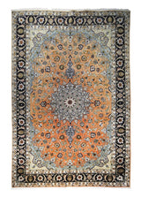 Persian Rug Tabriz Handmade Area Traditional 6'7"x9'11" (7x10) Orange Blue Naghsh Floral Design #A29793