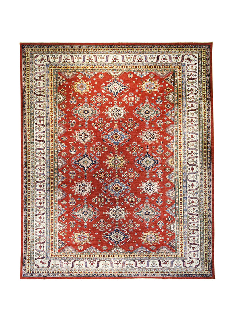 Oriental Rug Pakistani Handmade Area Transitional Tribal 10'6"x13'7" (11x14) Red Kazak Geometric Design #A29839