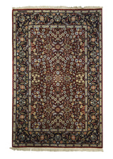 Oriental Rug Turkish Handmade Area Traditional 4'0"x6'1" (4x6) Red Blue Floral Design #A29859