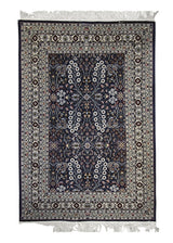 Oriental Rug Turkish Handmade Area Traditional 4'0"x6'0" (4x6) Blue Whites/Beige Floral Design #A29866