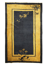 Oriental Rug Chinese Handmade Area Traditional Antique 4'2"x6'8" (4x7) Blue Yellow/Gold Peking Floral Design #A29877