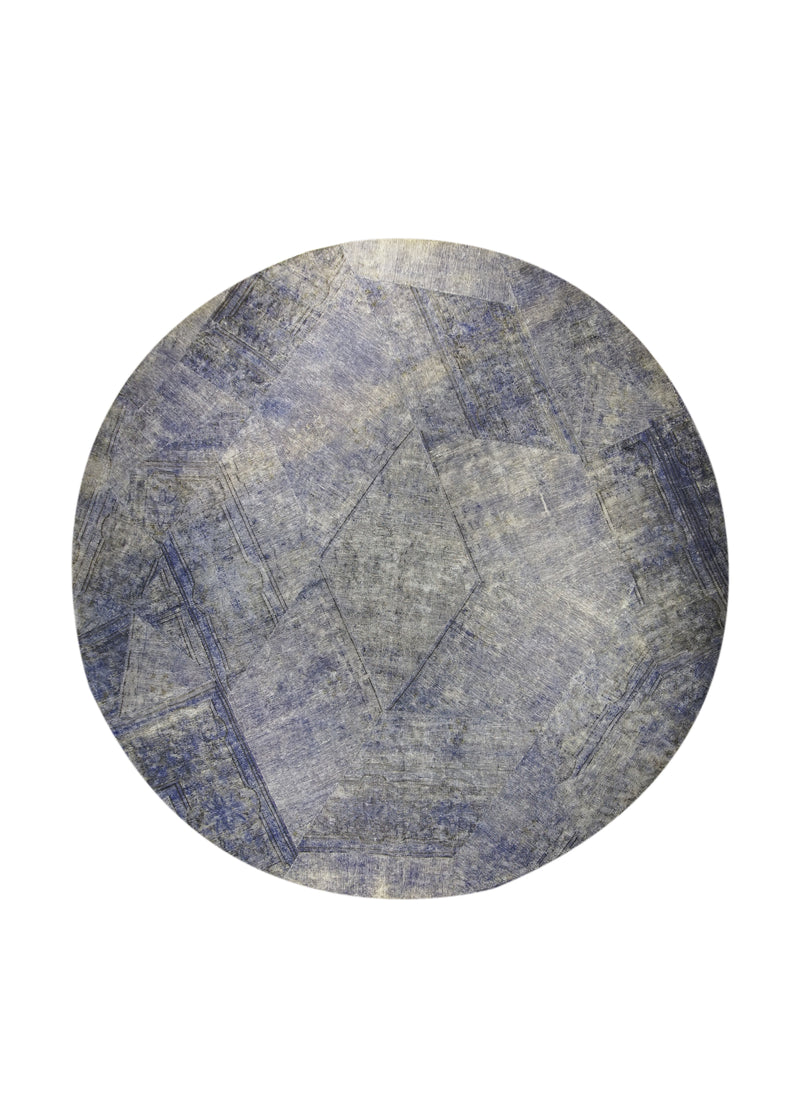 Persian Rug Tabriz Handmade Round Vintage Transitional 10'11"x10'11" (11x11) Blue Patchwork Floral Design #A29908