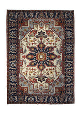 Oriental Rug Pakistani Handmade Area Transitional Tribal 6'4"x8'6" (6x9) Whites/Beige Blue Red Serapi Geometric Design #A29975