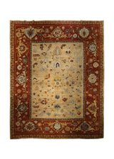 Oriental Rug Pakistani Handmade Area Transitional Tribal 10'3"x12'11" (10x13) Yellow/Gold Red Bakhshayesh Geometric Design #A29979